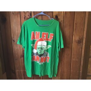 Star Wars Green Christmas T Shirt Size L Yoda Elf Short Sleeves Pop Culture